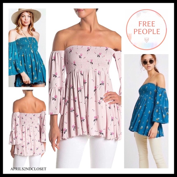 FREE PEOPLE BOHO FLOWY TUNIC TOP FLORAL BLOUSE A2C - Picture 3 of 16